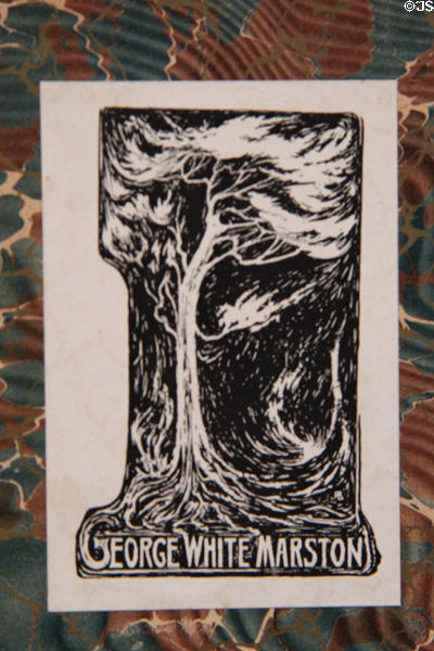 Arts & crafts bookplate of George White Marston at Marston House Museum. San Diego, CA.