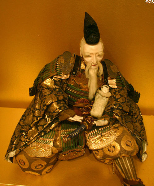 Japanese puppet warrior (Edo 19thC) at Mingei Museum. San Diego, CA.