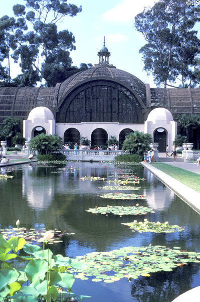 Botanical building & lily pond in Balboa Park. San Diego, CA.