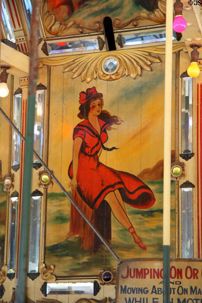 Mural on central core of Balboa Park Carousel. San Diego, CA.