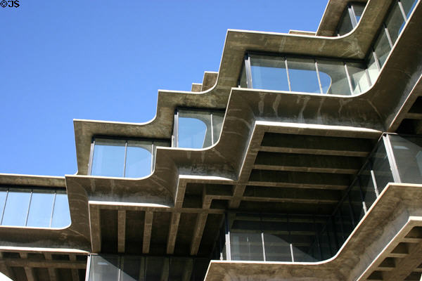 Sculpted windows of Geisel Library at UCSD. La Jolla, CA.