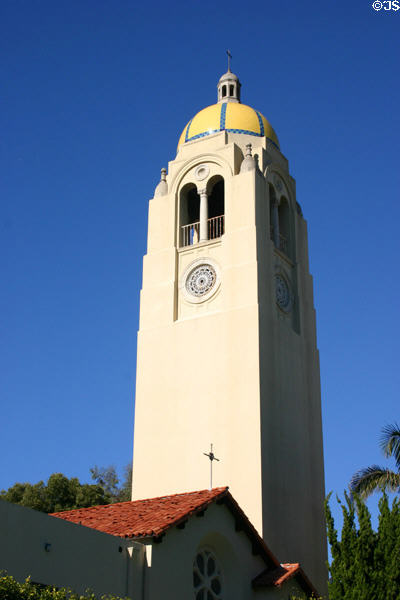 Bishop's School tower (1930) (7607 La Jolla Blvd.) was added to original Irving Gill campus design. La Jolla, CA. Architect: Carleton Winslow.