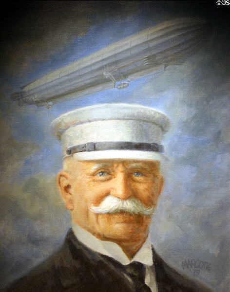 Portrait of Ferdinand Graf von Zeppelin (1829-1917) German airship designer in International Aerospace Hall of Fame. San Diego, CA.