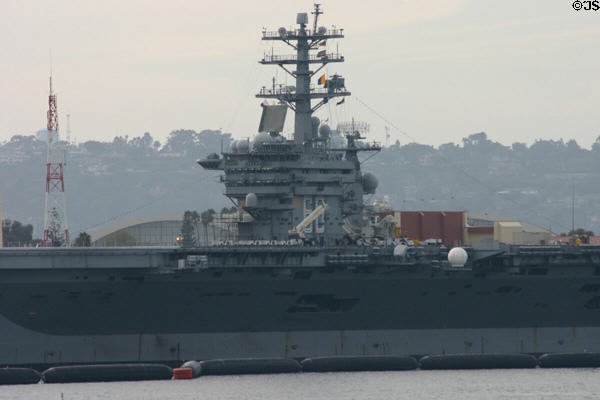 Aircraft carrier USS America bridge. San Diego, CA.