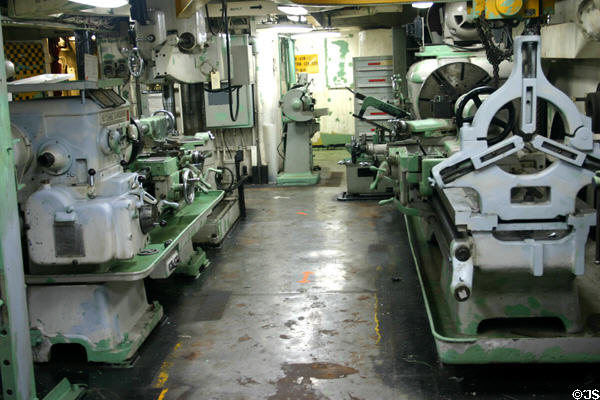 Machine shop of Midway aircraft carrier. San Diego, CA.