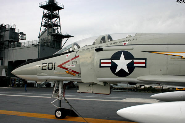 McDonnell Douglas F-4S Phantom II jet carrier-based fighter (1958) at Midway aircraft carrier museum. San Diego, CA.