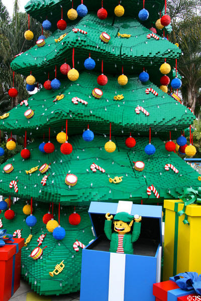 Lego Christmas tree at Legoland California. Carlsbad, CA.