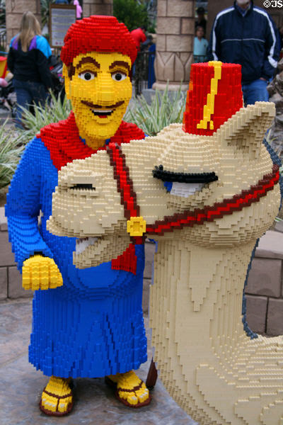 Lego camel & handler at Legoland California. Carlsbad, CA.