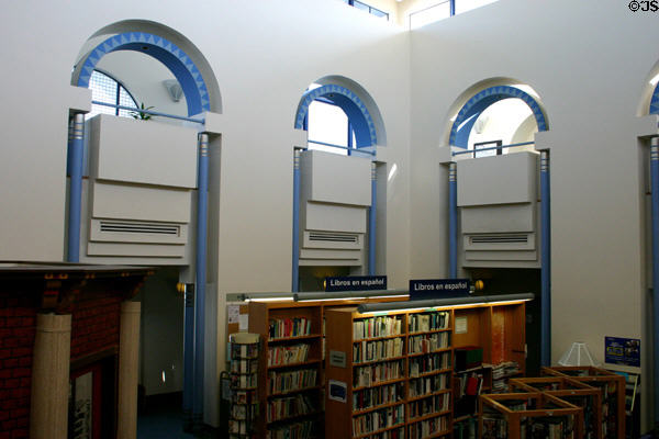 Interior of public library at Civic Center. Oceanside, CA.
