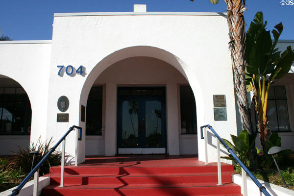 Old City Hall (1934) (704 Third St.). Oceanside, CA. Style: Mission revival. Architect: Irving John Gill. On National Register.