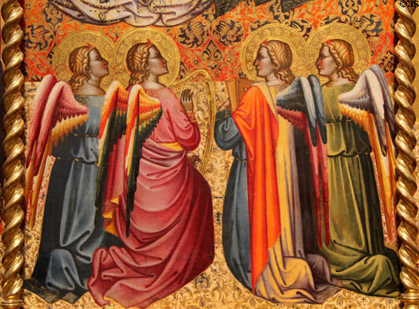 Detail of angels from Coronation of the Virgin with Saints tempera painting (1390s) by Cenni de Francesco de Ser Cenni at J. Paul Getty Museum Center. Malibu, CA.