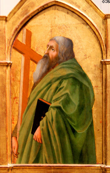 St Andrew tempera painting (1426) by Masaccio (Tommaso di Giovanni Guidi) at J. Paul Getty Museum Center. Malibu, CA.