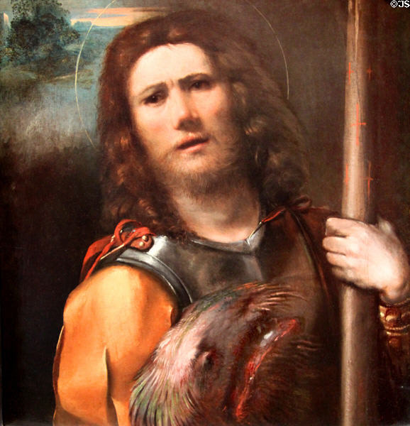 St George painting (c1513-15) by Dosso Dossi at J. Paul Getty Museum Center. Malibu, CA.