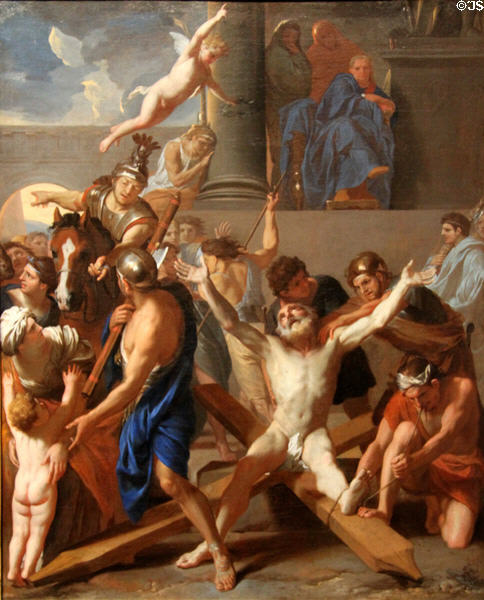 Martyrdom of St Andrew painting (1646-7) by Charles Le Brun at J. Paul Getty Museum Center. Malibu, CA.