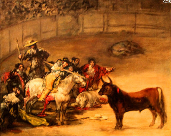 Bullfight, Suerte de Varas painting (1824) by Francisco de Goya at J. Paul Getty Museum Center. Malibu, CA.
