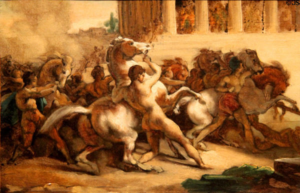 Race of Riderless Horses painting (1817) by Théodore Géricault at J. Paul Getty Museum Center. Malibu, CA.
