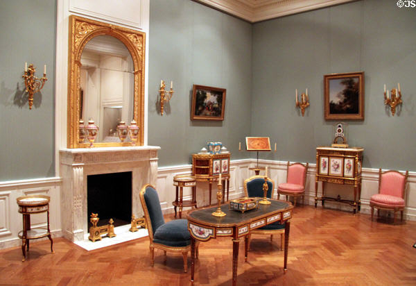 Room with French decorative elements (c1700-1800) including writing table (c1778) at J. Paul Getty Museum Center. Malibu, CA.