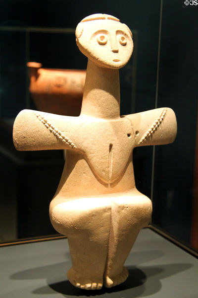 Chalcolithic limestone fertility goddess (3000-2500 BCE) from Cyprus at Getty Museum Villa. Malibu, CA.