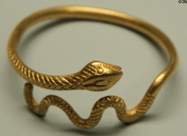 Greek gold snake bracelet (300-100 BCE) from Egypt at Getty Museum Villa. Malibu, CA.