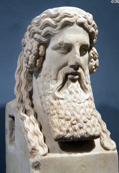 Roman marble Herm of Hermes (50-100 CE) at Getty Museum Villa. Malibu, CA.