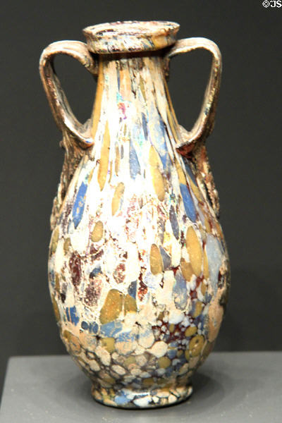 Roman splashware glass storage jar (Amphora) (1-25 CE) at Getty Museum Villa. Malibu, CA.