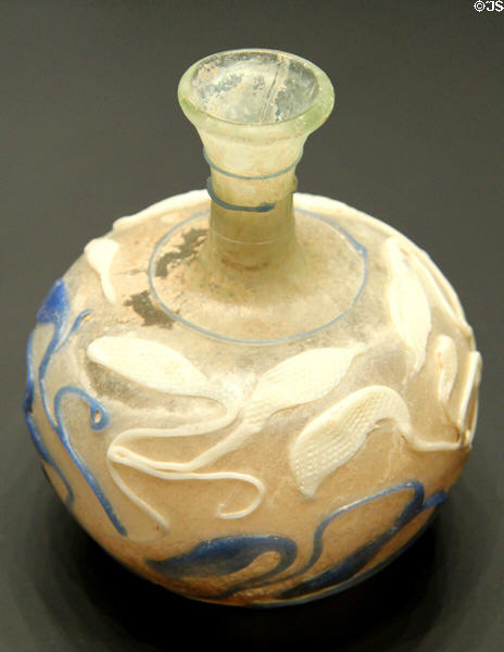 Roman blown glass snake-thread flask (200-300 CE) at Getty Museum Villa. Malibu, CA.