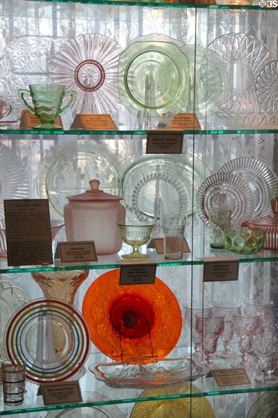 Depression glass at Historical Glass Museum. Redlands, CA.