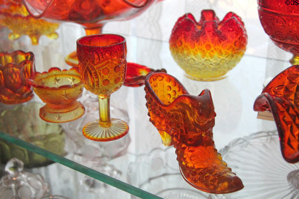 Amberina pressed glass (19thC) at Historical Glass Museum. Redlands, CA.