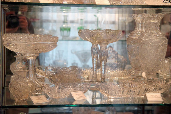Collection of cut glass at Historical Glass Museum. Redlands, CA.
