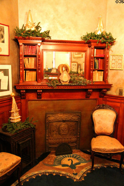 Library fireplace at Kimberly Crest House. Redlands, CA.