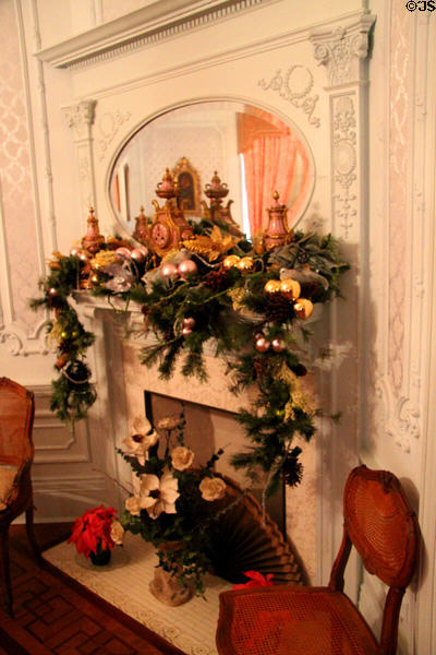 Parlor fireplace at Kimberly Crest House. Redlands, CA.