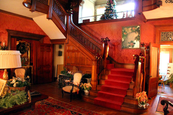 Central parlor staircase at Kimberly Crest House. Redlands, CA.