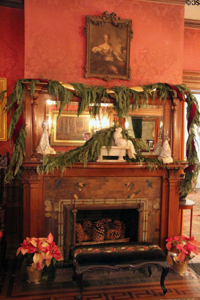 Central parlor fireplace at Kimberly Crest House. Redlands, CA.