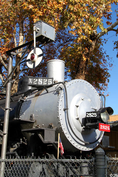 Nose of steam locomotive 2825 at San Bernardino County Museum. Redlands, CA.