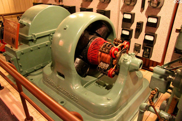 Water wheel electric generator (1898-1905) by General Electric Co. at San Bernardino County Museum. Redlands, CA.