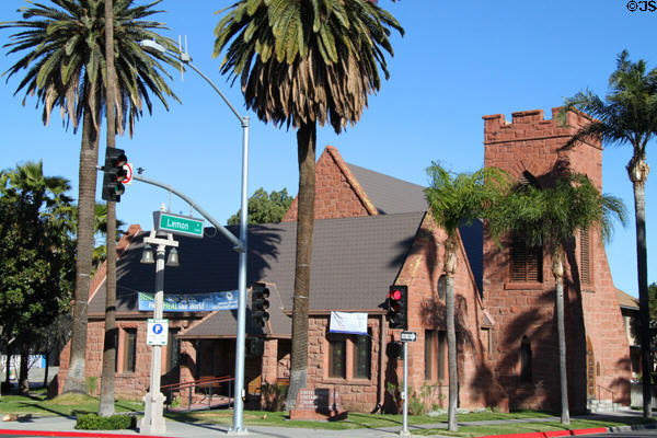 Universalist Unitarian Church of Riverside (1891) (3525 Mission Inn Ave.). Riverside, CA. Style: English Gothic. Architect: A.C. Willard.
