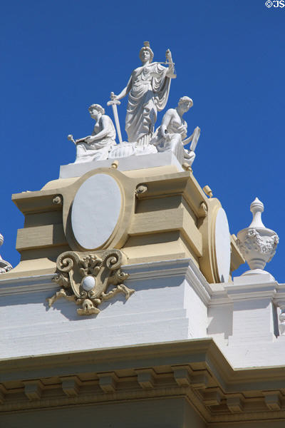 Statue of justice atop Riverside County Court House. Riverside, CA.