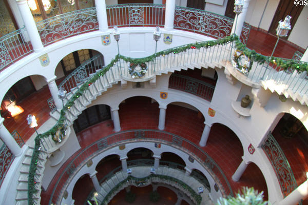 Spiral staircase at Mission Inn. Riverside, CA.