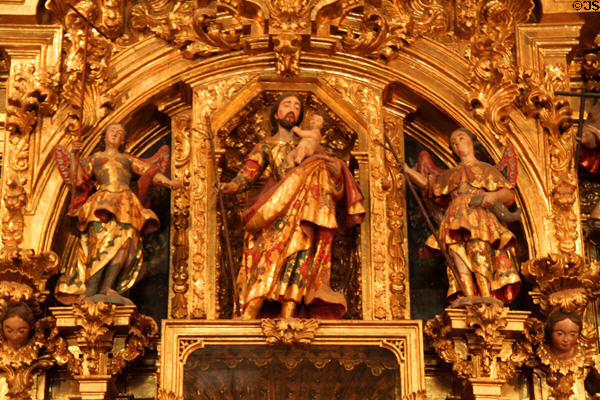 Details of Mexican-Baroque styled "Rayas Altar" of St. Francis Chapel at Mission Inn. Riverside, CA.