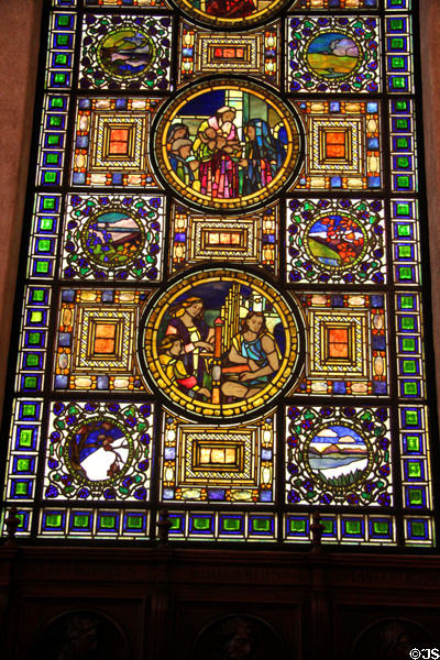 Stained glass window salvaged from Madison Square Presbyterian Church in St. Francis Chapel at Mission Inn. Riverside, CA.