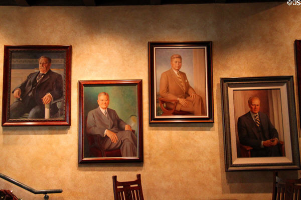 Paintings of Presidents William Howard Taft, Herbert Hoover, John Fitzgerald Kennedy & Gerald Ford who visited Mission Inn. Riverside, CA.