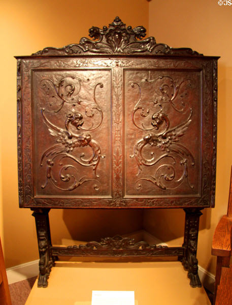 Carved walnut portfolio cabinet (c1860) from Florence, Italy at Mission Inn Museum. Riverside, CA.