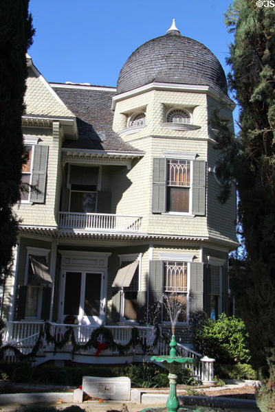 Heritage House (1891) (8193 Magnolia Ave.) part of Riverside Municipal Museum. Riverside, CA. Style: Queen Anne.