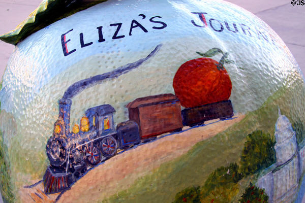 Giant Orange celebrates history of Eliza Lovell Tibbets - mother of the citrus industry at Riverside Museum. Riverside, CA.