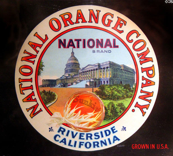 National Orange Co. of Riverside, CA label at Riverside Museum. Riverside, CA.