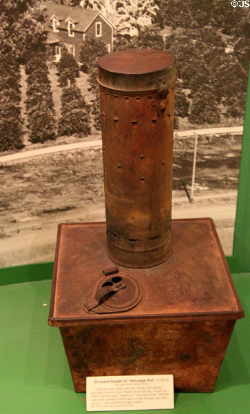 Smudge pot or Orchard Heater (c1915) at Riverside Museum. Riverside, CA.