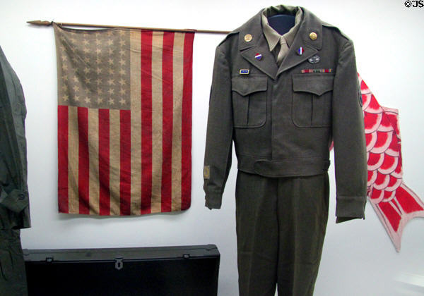 WWII uniform of Japanese serving in 442nd Regimental Combat Team at Riverside Museum. Riverside, CA.