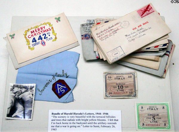 Letters of Japanese serving in 442nd Regimental Combat Team who fought in Italy at Riverside Museum. Riverside, CA.