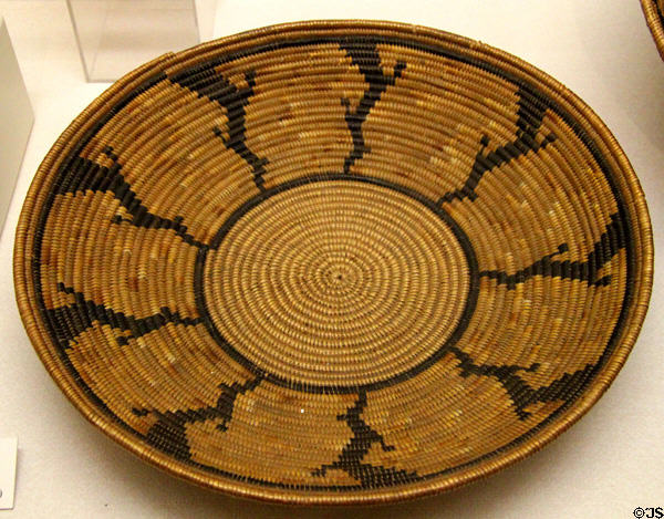 Cahuilla basket tray (c1910) with lightening pattern at Riverside Museum. Riverside, CA.
