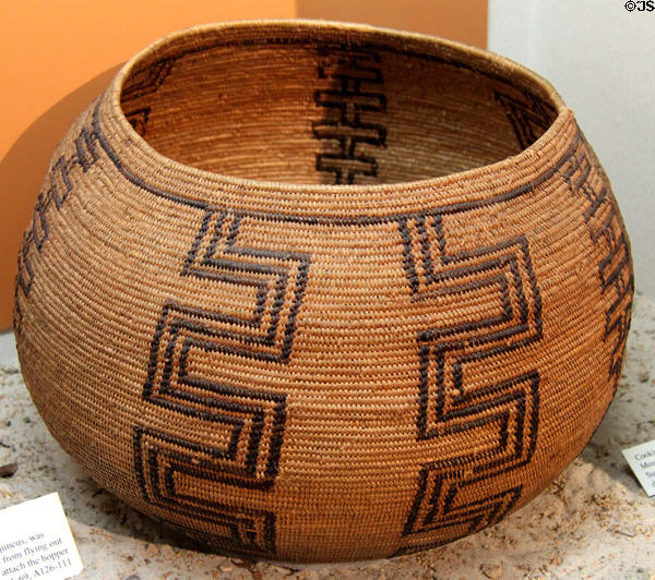 Mountain Cahuilla cooking basket (c1890) at Riverside Museum. Riverside, CA.